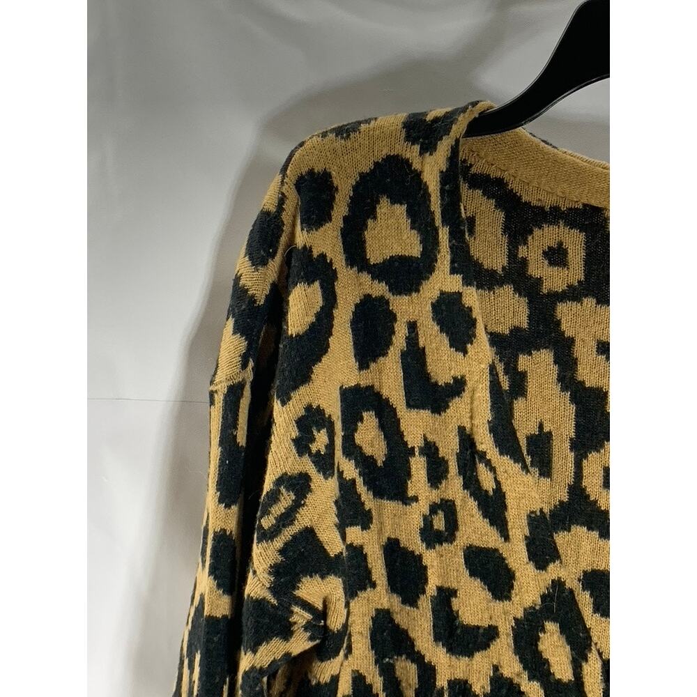 SUNDAY BEST Women's Tan/Black Animal Print Button-Up Cardigan SZ S - Picture 3 of 11